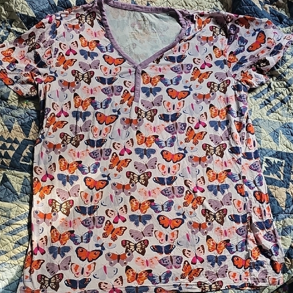 Little Sleepies Purple and Orange Butterfly Pajama Top